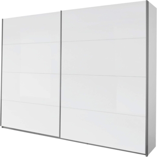 Rauch Möbel Imposa Kleiderschrank/Schwebetürenschrank, 3 Einlegeböden, 3 Kleiderstangen, 2-türig, Hochglanz weiß/Alpinweiß, 271 x 62 x 210 cm