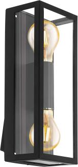 Eglo 98273 Outdoor Wandleuchte ALAMONTE 1 schwarz klar L:15cm H:38cm T:10cm IP44