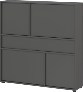 Germania Schuhschrank 1574-547 GW-Ameca 2.0, in Graphit, mit Push-to-Open, 105 x 108 x 25 cm (BxHxT)
