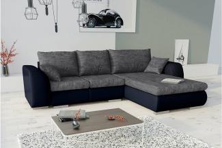 Stylefy Salturo Ecksofa Strukturstoff BERLIN Kunstleder MADRYT Grau Schwarz Rechts