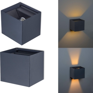 TRANGO LED Außen-Wandleuchte, 8015-01A IP44 Up & Down Wandstrahler inkl. 1x3.5 Watt G9 LED Leuchtmittel *FLEX* in Anthrazit matt Eckig mit einstellbar Abstrahlwinkel, für innen & außen Lampe Außenstrahler, Wandleuchte