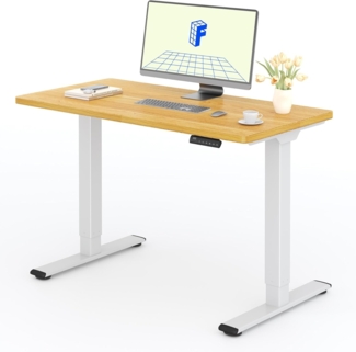 FLEXISPOT Höhenverstellbarer Schreibtisch mit 2 Motoren & 25MM einteiliger Tischplatte,ergonomischer Bürotisch - 120x60 cm Ahorn, weißes Gestell