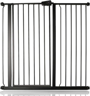 Bettacare Extra hoher Sicherheitsgitter für Kinder und Hunde, 107.4cm - 115cm, Mattschwarz, Extra hohes Babygitter von 104cm Höhe, Druckmontage-Sicherheitsgitter für Treppen