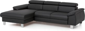 Mivano Ecksofa Micky mit Recamiere / L-Form-Sofa mit Schlaffunktion, Bettkasten und Kopfteilverstellung / 244 x 72 x 166 / Kunstleder, Schwarz