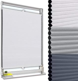 WOLTU Wabenplissee ohne Bohren Verdunklung Thermo Doppelplissee Klemmfix Zweifarbig 50x130cm Weiß-Weiß, Plissee Faltrollo Sonnen-, Sicht- & Schallschutz, Jalousie Plisseerollo für Fenster & Tür