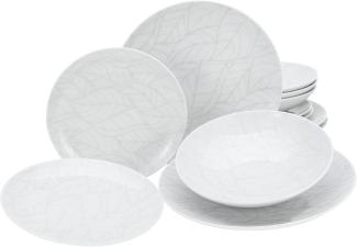 CreaTable 25869 Tafelservice Home für 4 Personen, Porzellan, weiß (1 Set, 12-teilig)