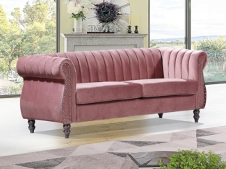 Vente-unique - Chesterfield-Sofa - 3-Sitzer - Samt - Altrosa - TRUMBO