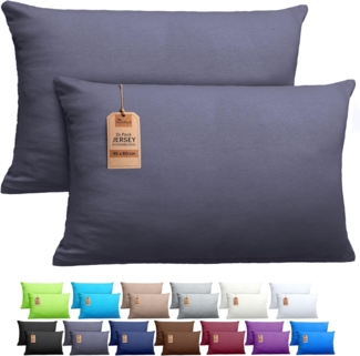 NatureMark 2er Pack Jersey Kissenbezug Kissenhülle Kissenbezüge Seitenschläferkissen Nackenkissen viele Größen und Farben ÖKO-TEX (40x60 cm (Nackenkissen geeignet), Anthrazit grau)