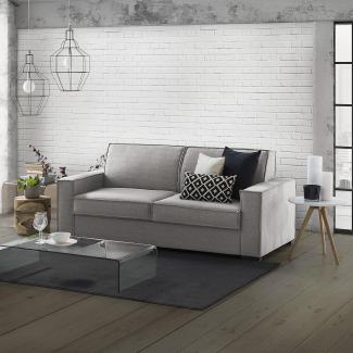 Talamo Italia - Festes Sofa Ylenia, 3-Sitzer-Sofa, 100% Made in Italy, Wohnzimmersofa aus Stoff, mit Standard-Armlehnen, Cm 220x95h90, Grau