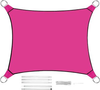 Sonnensegel Rechteckig 2x3m Pink mit Stangenset - Sonnenschutz für den Garten