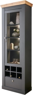 Vitrine Ribera in grau und Eiche Wotan Landhaus 72 x 201 cm