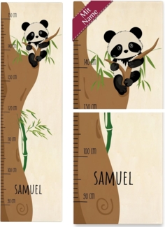 Panda Messlatte für Kinder mit Namen Niedlicher Pandabär - 90-150 cm - Holz
