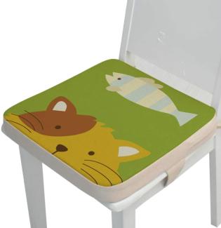 Kinder Sitzkissen Sitzerhöhung Stuhl, Fansu Baby Tragbar Sitzkissen Cartoon Design Quadratische Verstellbar Zerlegbar Kleinkinder Esszimmerstuhl ErhöHen Pad Esszimmer Boostersitze (Katze,40*40*5cm)