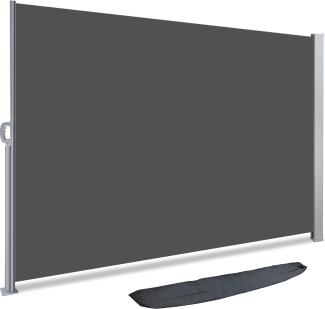 VOUNOT Seitenmarkise Ausziehbar für Balkon, Garten und Terrasse, Sichtschutz, Windschutz, Wasserdicht, Sonnenschutz, 140x300 cm, Grau