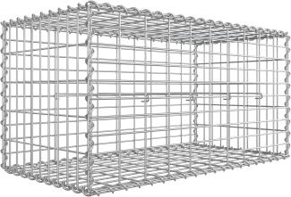 Gabionenkorb,100 x 50 x 50 cm, Metall-Steinkorb mit 5 x 10 cm Maschenweite für Mauersteine, verzinkt, Steingabione Mauer, silber GGB155