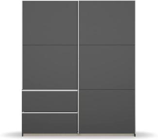 Rauch Möbel Sevilla Schrank Kleiderschrank Schwebetürenschrank, Graumetallic, Griffleisten alufarbig, 2-türig, inkl. 2 Kleiderstangen, 2 Einlegeböden BxHxT 175 x 210 x 59 cm