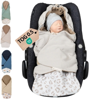 ULLENBOOM Einschlagdecke Babyschale Sommer, Aus 100% OEKO-TEX Materialien - Leo (Made in EU) - Decke für Babyschale & Kinderwagen, Für gängige Kindersitze, ideal für 0 bis 9 Monate