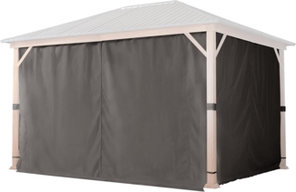 TOOLPORT 4 Seitenteile für Gartenpavillon Forest Superior 3x4 m - Polyester ca. 180 g/m² - mit Reißverschluss - grau