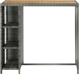 vidaXL Bartisch mit Regal Grau 120x60x110 cm Poly Rattan [313479]