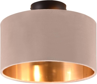 Kleine LED Deckenleuchte mit Samt Lampenschirm Beige Gold, Ø 30cm