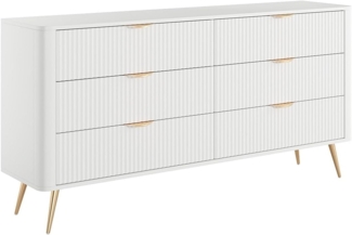 Vente-unique - Kommode mit 6 Schubladen - Weiß & Goldfarben - ELONARIA von Pascal Morabito