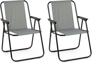 Mondeer Campingstuhl klappbar 2er Set, Klappstuhl mit Armlehne, Tragbarer Angelstuhl bis 90kg für Camping Strand Garten Terrasse, Grau