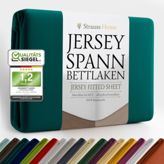Strauss Home Spannbettlaken Premium, Gummizug: Rundumgummi, 150gr/m2 Premium Jersey 100% Baumwolle