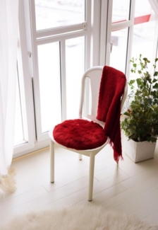 Lammfell Sitzkissen Ø 40 cm Rot