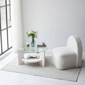 Dmora - Wohnzimmertisch Alnitak, Niedriger Wohnzimmertisch, Kaffeeregal, Couchtisch für Sofa, 75x75h40 cm, Weiß