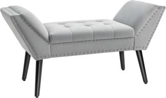 HOMCOM Sitzbank Pianobank mit Samtoptik (Set, 1-St, Polyesterbank), Hellgrau 114 x 46 x 56 cm