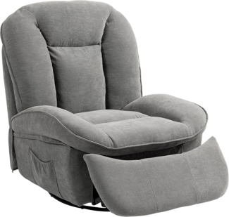HOMCOM Relaxsessel Fernsehsessel mit Liegefunktion, Schaukelfunktion (Drehbarer TV-Sessel mit Fußstütze, Seitentasche, 1-St, für Wohnzimmer, Schlafzimmer), für Wohnzimmer, bis 150 kg, Dunkelgrau