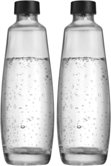 SODASTREAM Sprudlerflasche Wassersprudler DUO Titan 1016812491 1 l Fülllinie 0,84l spülmaschinengeeignet Glas 2 St./Pack.
