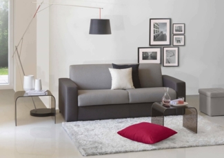 Talamo Italia 3Sitzer Elisabetta Schlafsofa,Wohnzimmersofa,Made in Italy,Drehbare Öffnung mit Matratze, Netz inklusive,aus gepolstertem Stoff,schmalen Armlehnen,cm:200x95h90, Farbe Grau und Anthrazit