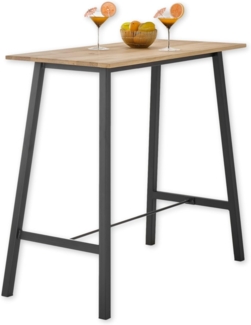Stolkom Sp.z.o.o. Bartisch Kent Eiche Massivholz geölt, Hochtisch BxHxT 120x104x60 cm, Industrial Style Eiche Massivholz geölt durchgehende Lamelle