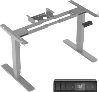 JUMMICO Höhenverstellbarer Schreibtisch Tischgestell mit 3-Stufen-Teleskop, Tragfähig bis 100KG, Höhenverstellbarer Tisch Gestell (60-125cm) mit Memory-Steuerung, Sitzen-Erinnerung & Timer, Grau