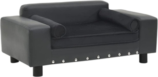 vidaXL Hundesofa, Plüsch und Kunstleder, Dunkelgrau, 31 x 43 x 81 cm