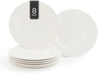 Home4You Dessertteller, 8er Set, Ø 20 cm, Porzellan, Weiß, spülmaschinefest