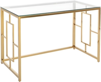 Vente-unique - Schreibtisch - Glas & Stahl - Goldfarben & Transparent - CLOTILDE von Pascal Morabito