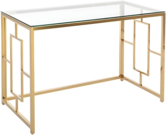 Vente-unique - Schreibtisch - Glas & Stahl - Goldfarben & Transparent - CLOTILDE von Pascal Morabito