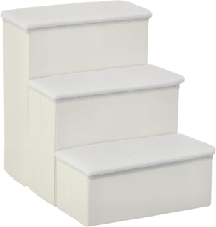 PawHut Haustiertreppe 3 Stufen Katzentreppe Hundetreppe (Haustierleiter, 1-St, Tiertreppe), Weiß 40 x 54 x 48 cm