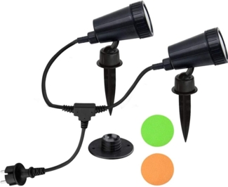 TRANGO LED Gartenstrahler, -flammig 3077 Strahler IP44 Außenleuchte *SOPHIA* inkl. 2x 3 Watt GU10 LED Leuchtmittel – 3000K warmweiß & 2 Meter Zuleitungskabel als Teichstrahler, Gartenlampe, Außenlampe, Wegbeleuchtung
