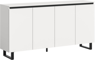 xonox. home – Sideboard Tomasa 160 x 84 x 36 cm in Weiß Melamin und Schwarz – Breites Sideboard im modernen Look – funktional, edel & ideal für Wohnzimmer, Flur oder Büro