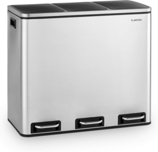 Grandmaster Trash Treteimer 54l / 3x18L geräuschlos PP Edelstahl Silber