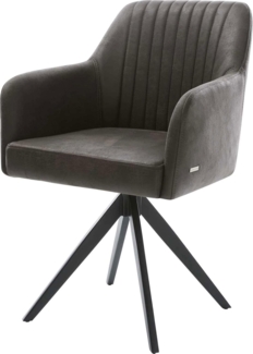 Esszimmerstuhl Greg-Flex Mikrofaser Anthrazit Vintage Kreuzgestell kantig Schwarz Taschenfederkern