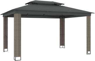 vidaXL Pavillon mit Doppeldach Anthrazit 3,94x2,96 m Stahl 368447
