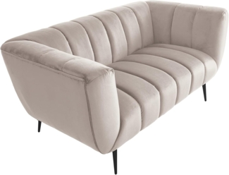 riess-ambiente 2-Sitzer NOBLESSE 165cm champagner / schwarz · Couch mit Bezug aus Samt, Einzelartikel 1 Teile, Federkern-Polsterung · Metall-Füße · Lounge-Sofa im Retro Design