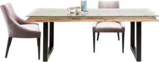 Kare Design Tisch Kalif, Schwarz, 6-8 Personen, Handgearbeitet, Ethno-Design, Robust, Vintage-Charme, Großer Esszimmertisch, Esstisch, Konferenzraum, Massivholz, Sicherheitsglas, 78 x 200 x 90 cm (HxBxT)