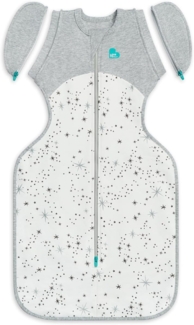 Love To Dream Baby Übergang Pucksack, idealer Stoff für milde Temperaturen (18-24°C), Medium (6-8,5kg), Patentiertes Abnehmbares Flügel Design, Schlafsack Baby Winter Herbst, Weiß