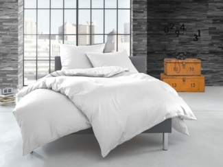 Schweizer Mako Satin Bettwäsche weiß – 200x220 + 2x 80x80 cm