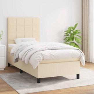 vidaXL Boxspringbett mit Matratze Creme 100x200 cm Stoff 3141758